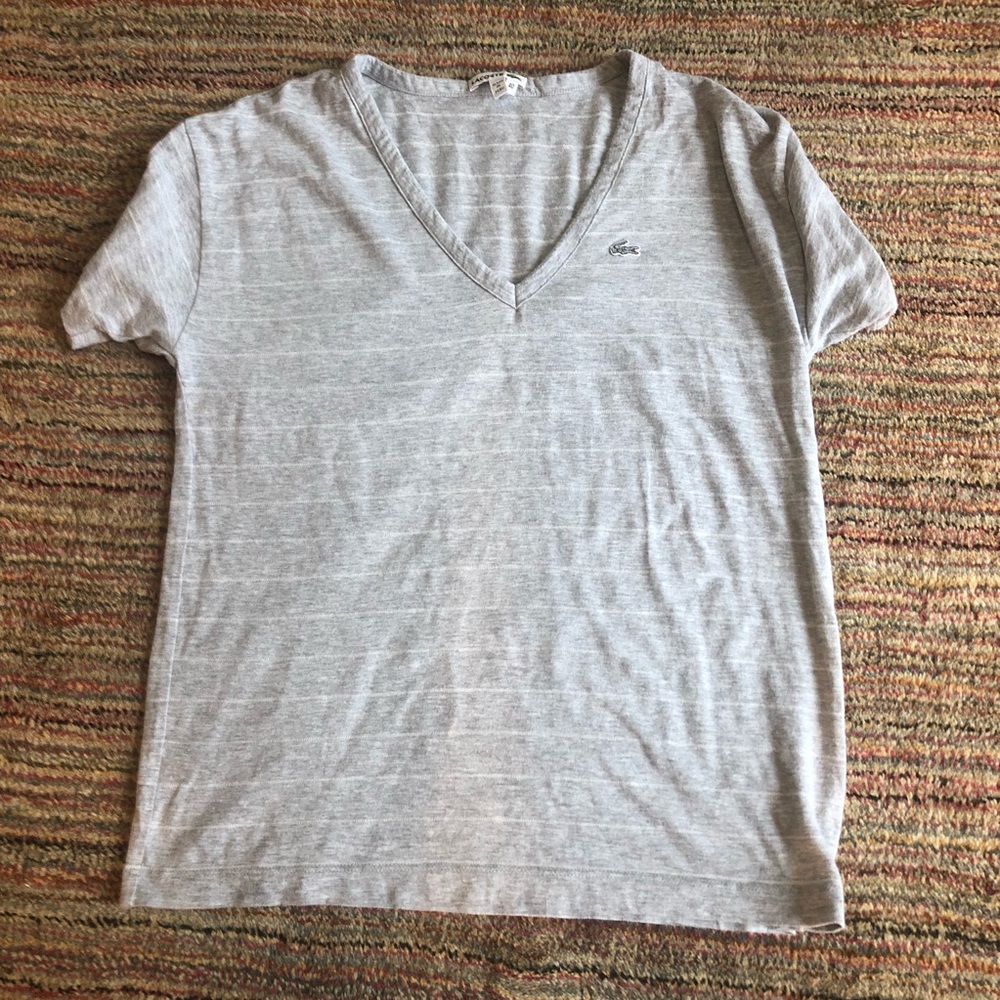 LACOSTE gray pin striped T-shirt